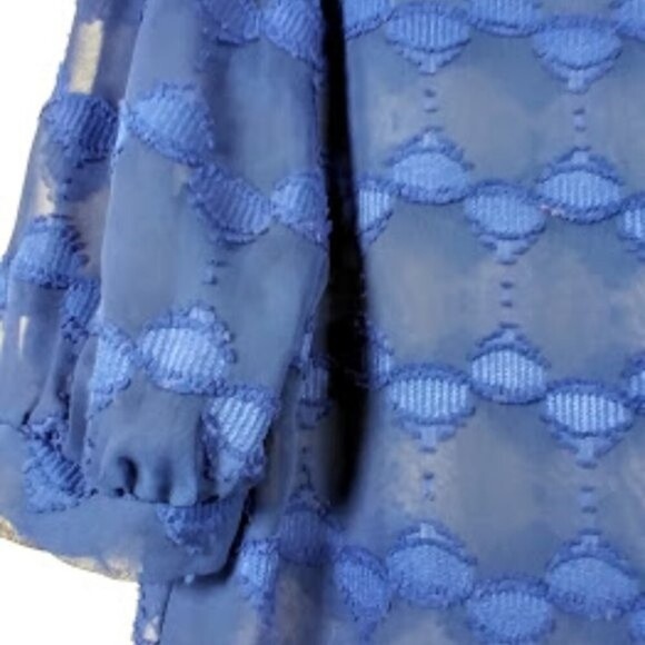 Aina Be Semi Sheer Royal Blue Short Sleeve Peasant Style Blouse Size:S - Picture 6 of 14